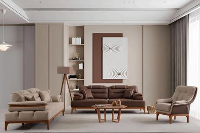 Exklusive Wohnzimmer Couchgarnitur Designer 3-Sitzer Couchen Sessel