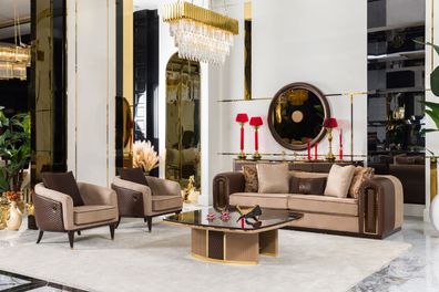 Moderne Sofagarnitur Designer Wohnzimmer Couchen Polstersessel Tisch