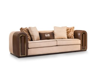 Stilvoller Beige-Brauner 4-Sitzer Wohnzimmer Polstercouch Edle Möbel