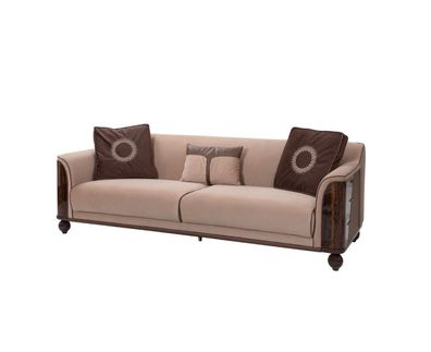 Braun-Beiger Designer Polster 3-Sitzer Wohnzimmer Stilvolle Couchen