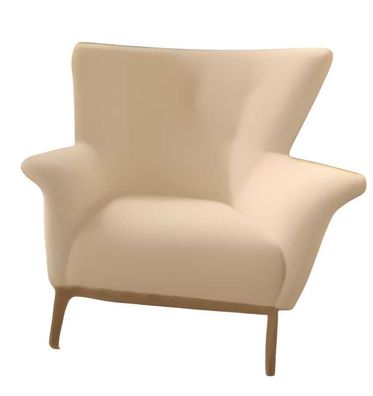 Beiger Lehnsessel Clubsessel Wohnzimmer Einsitzer Textilsessel