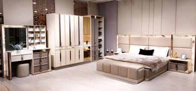 Schlafzimmer Set 6tlg Luxus Bett 2xNachttische Modern Schrank Schminktisch
