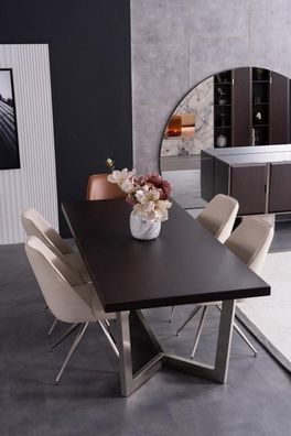 Esszimmer Set Esstisch Esszimmerstühle Stühle Tisch Leder Metall Küche