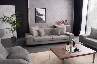 Sofa Dreier Couch mit Armlehne Polstersofa Grau Wohnzimmer Dreisitzer