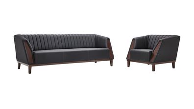 Moderner Set 3 Sitzer Sofas Leder Sessel 1-Sitzer Luxus Polster Büromöbel
