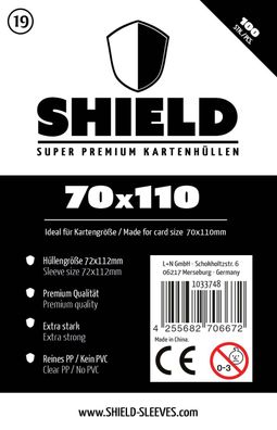 Shield 19 - 100 Super Premium Kartenhüllen für Kartengröße 70x110 mm