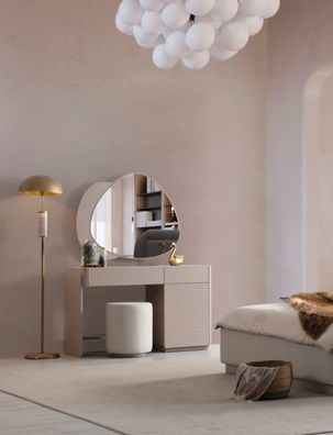 Stilvoller Beiger Schminktisch Luxuriöser Kosmetiktisch Edle Holz Möbel