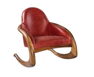 Moderner roter Stoffsessel aus Holz für Wohnzimmer