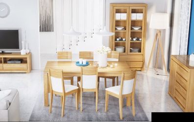 Esstisch Holz Stühle 6x Lehnstuhl Gruppe Esszimmer Stuhl Set Tisch Neu Garnitur