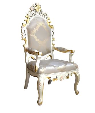 Stuhl Thron Sessel Set Esszimmer Designer Holz Antik Stil Barock Rokoko Möbel