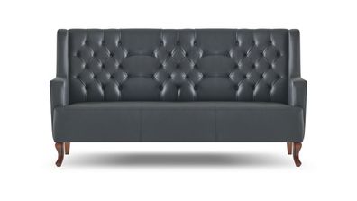 Chesterfield Sofa Schwarz Couch Klassisch Dreisitzig Ledersofa Holz Weich