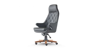 Chefsessel Schwarz Klassisch Chesterfield Rollen Arbeitszimmer Büro Holz