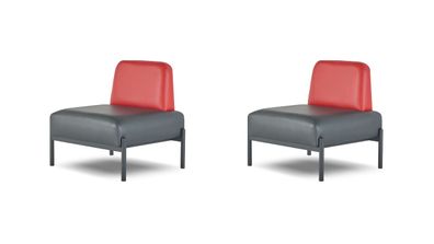 Sessel Schwarz Rot Lehnsessel Art Deco Leder Edelstahl Flur Diele Büro