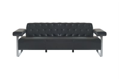 Chesterfield Design 3-Sitzer Sofa Schwarz Einfarbig Modern Design Stil