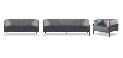 Multifunktional Sofa-Set Ledersofa Modern Holz Pflegelicht Einfarbig