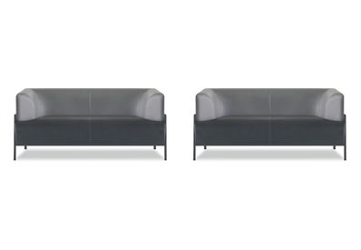 Schwarze Kunstleder Arbeitszimmer Sitzmöbel Moderne 2x 2-Sitzer 2tlg Set