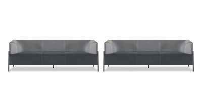 Schwarze Arbeitszimmer Sitzgarnitur Edler Wartezimmer 3-Sitzer 2tlg Set