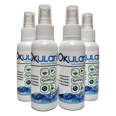 OKulan Sensitive Cleaner Brillenreiniger Spray 4 x 100 ml