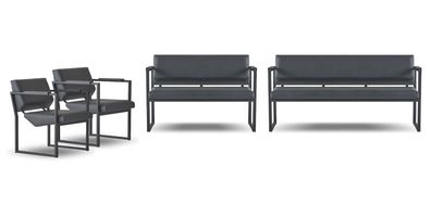 Schwarzes Arbeitszimmer Set Luxuriöse Wartezimmer Sitzmöbel Leder Möbel