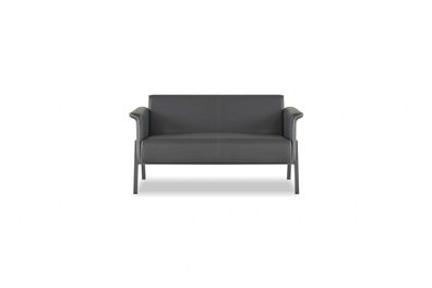 Dunkelgrauer 2-Sitzer Arbeitszimmer Moderner Leder Zweisitzer Edle Möbel