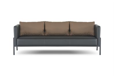 Schwarzer Arbeitszimmer Dreisitzer Designer Sitzmöbel Luxus Ledercouch
