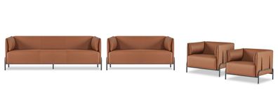 Arbeitszimmer-Set 4tlg 3-Sitzer 2-Sitzer mit 2x Sessel Modern Design Stil