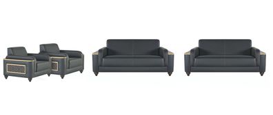 Arbeitszimmer Sofas Modern Design Wohnzimmer Set 4lg Schwarz Einfarbig