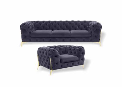 Italien Möbel Sofagarnitur 3 + 1 Sitzer Design Sofa Polster Couchen Chesterfield