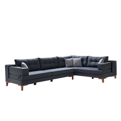 Dunkelgraues Ecksofa Wohnzimmer L-Form Couch Luxus Stoffcouchen Neu