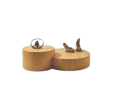 Hellbrauner Couchtisch 2x Rundtische Designer Kaffeetisch Beistelltisch