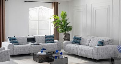 Sofagarnitur 2 + 2 Sitzer Stoffsofa Couch Wohnlandschaft Garnitur Design Modern