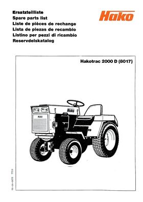Ersatzteilliste für den Hako-trac 2000 D
