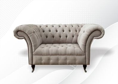 Chesterfield Sessel Creme Stoff Textil Modern Wohnzimmer Luxus Neu Design Möbel