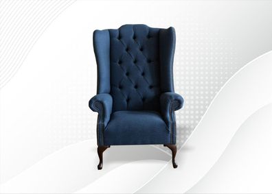 Chesterfield Sessel Textil Stoff Kreative Möbel Neu Wohnzimmer Modern Blau Luxus