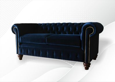 Chesterfield Blaue Wohnzimmer Modern Design Couchen Sofa Neu Samt Stoff Möbel