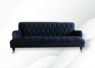 Chesterfield Blaue Couchen Textil Sofa Stoff Wohnzimmer Sofas Möbel Neu Modern