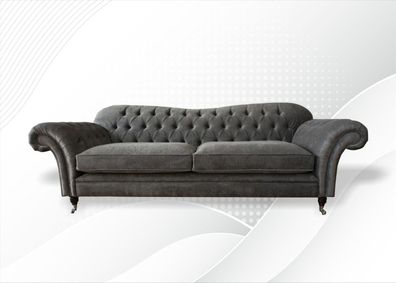 Klassische Chesterfield Grau Sofa Design Couchen Polster Sofas Luxus Ledersofa