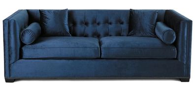 Dreisitzer Stoff Wohnzimmer Navy Blau Design Polster Sofa Sofas Chesterfield Neu