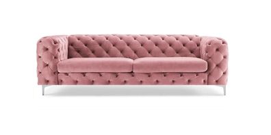 Rosa Dreisitzer Sofa Stoff Wohnzimmer Design Couchen Polster Sofas Chesterfield