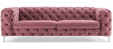 Dreisitzer Rosa Chesterfield Sofa Textil Stoff Wohnzimmer Modern Kreative Möbel