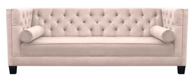 Design Couchen Polster Sofa Sofas Chesterfield Rosa Dreisitzer Stoff Wohnzimmer