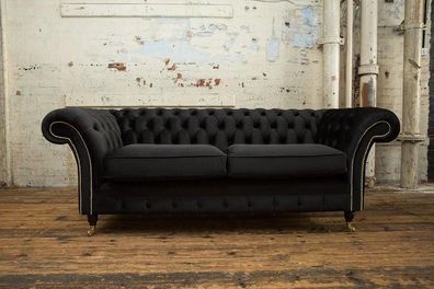 Chesterfield Couch Sofa Polster 3 Sitzer Couchen Sitz Garnitur Sofas Schwarz Neu