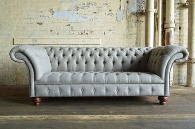 Chesterfield Ledersofa Couch Polster designer 3 Sitzer Textil Sofas Couchen Neu