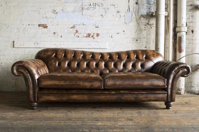 Ledersofa Sofa Couch Garnitur Sofas Couchen Chesterfield Leder Polster 3 Sitzer