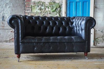 Chesterfield Ledersofa Couch Polster designer 2 Sitzer Textil Sofas Couchen Neu