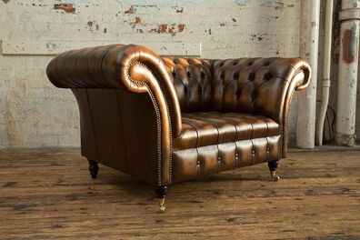 Chesterfield Leder Sofa 1 Sitzer Sofa Polster Sofas Design Luxus Couch Sofas Neu
