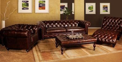 Sofagarnitur Sofa Couch Polster 3 + 2+1 Couch Ledersofa Chesterfield Sitz Garnitur