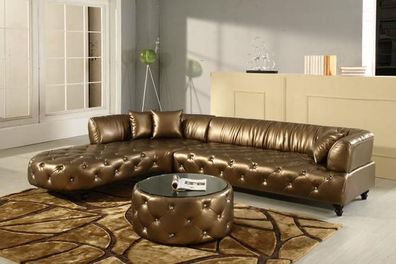 Chesterfield Luxus Wohnlandschaft Couch Polster Garnitur Ledersofa Sofa Ecksofa