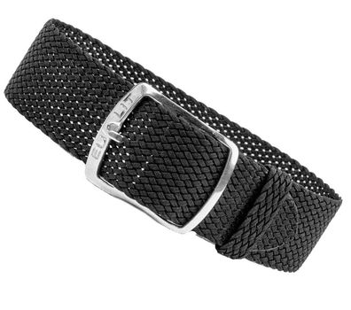 Eulit Kristall Uhrarmband Perlon Textil schwarz geflochten wasserfest