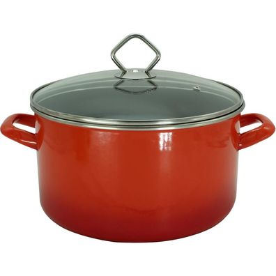 Krüger Fleischtopf "Rom" 24 cm Emaille rot, geflammt